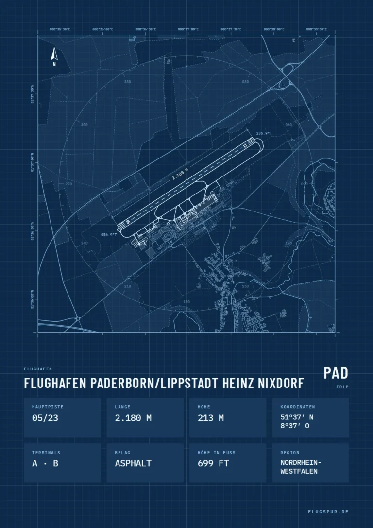 Poster Flughafen Paderborn/Lippstadt (PAD/EDLP), Stil Technical