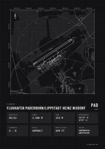 Poster Flughafen Paderborn/Lippstadt (PAD/EDLP), Stil Technical schwarz