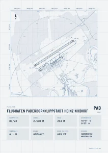 Poster Flughafen Paderborn/Lippstadt (PAD/EDLP), Stil Technical hell