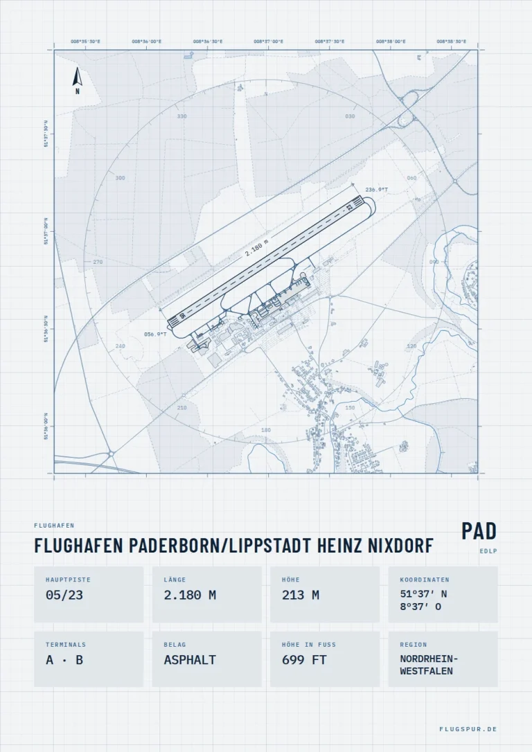 Poster Flughafen Paderborn/Lippstadt (PAD/EDLP), Stil Technical hell