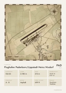 Poster Flughafen Paderborn/Lippstadt (PAD/EDLP), Stil Vintage