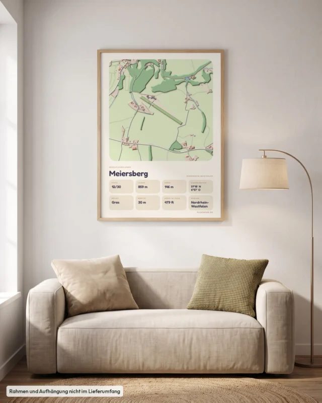 Poster Meiersberg im Stil Clay: Wohnzimmer – Sofa, Eiche