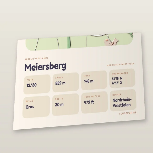 Poster Meiersberg im Stil Clay: Detailansicht von Name, Kennung, Piste und Koordinaten