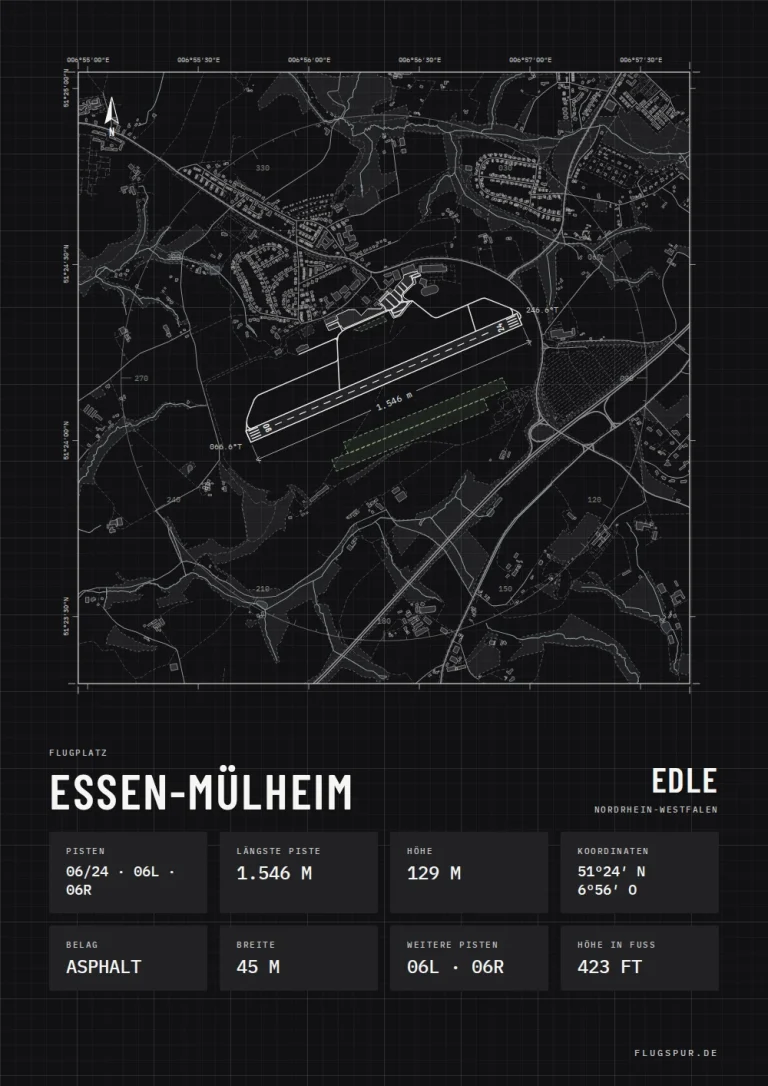 Poster Essen-Mülheim im Stil Technical schwarz