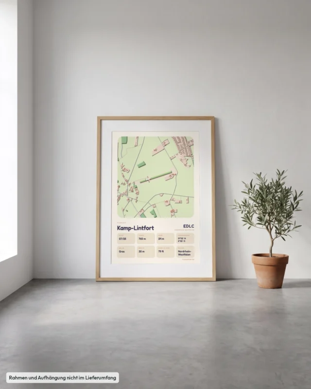 Poster Kamp-Lintfort im Stil Clay: Angelehnt – Eiche mit Passepartout, Betonboden