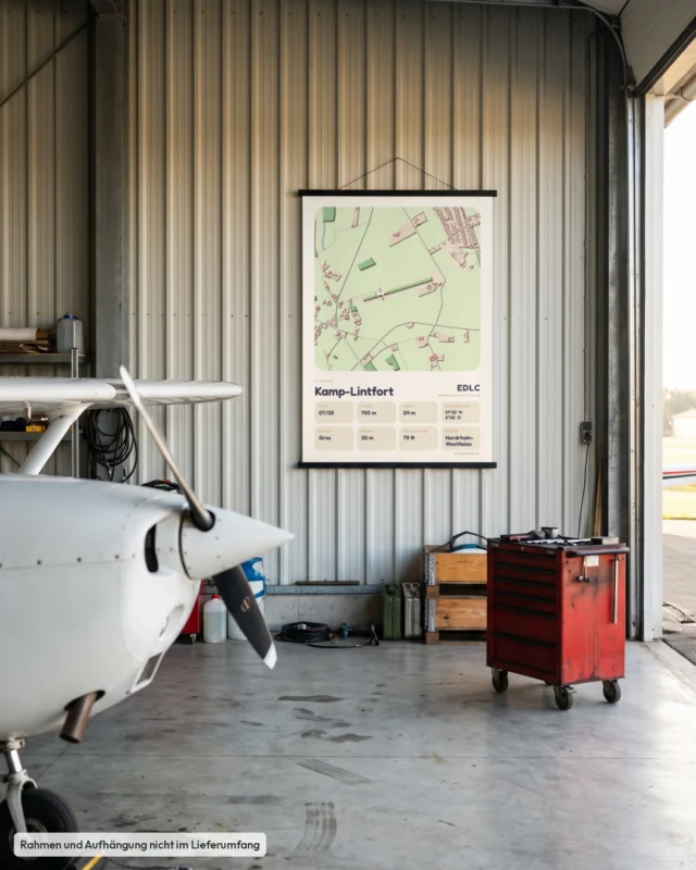 Poster Kamp-Lintfort im Stil Clay: Hangar Motorflug – Cessna-Nase, Posterleiste