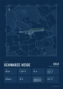 Poster Schwarze Heide im Stil Technical