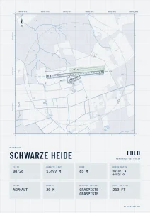 Poster Schwarze Heide im Stil Technical hell