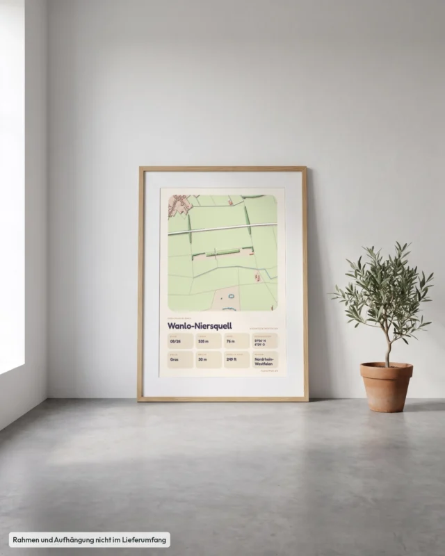 Poster Segelfluggelände Wanlo-Niersquell gerahmt, an die Wand gelehnt, Stil Clay