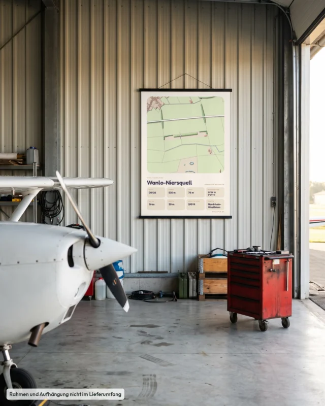 Poster Segelfluggelände Wanlo-Niersquell im Hangar, Stil Clay