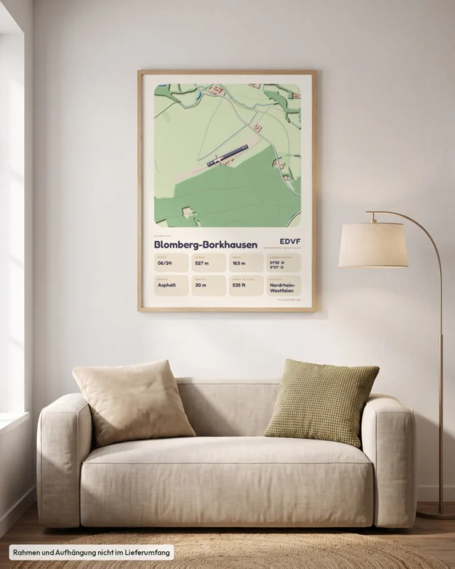 Poster Blomberg-Borkhausen im Stil Clay: Wohnzimmer – Sofa, Eiche