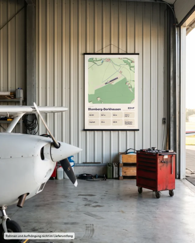 Poster Blomberg-Borkhausen im Stil Clay: Hangar Motorflug – Cessna-Nase, Posterleiste