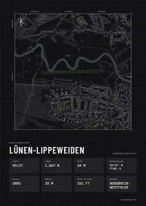 Poster Lünen-Lippeweiden im Stil Technical schwarz