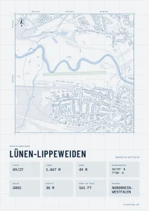 Poster Lünen-Lippeweiden im Stil Technical hell