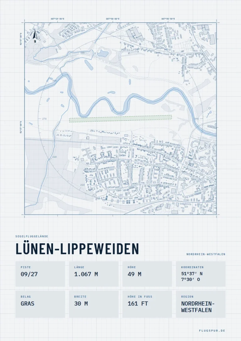 Poster Lünen-Lippeweiden im Stil Technical hell