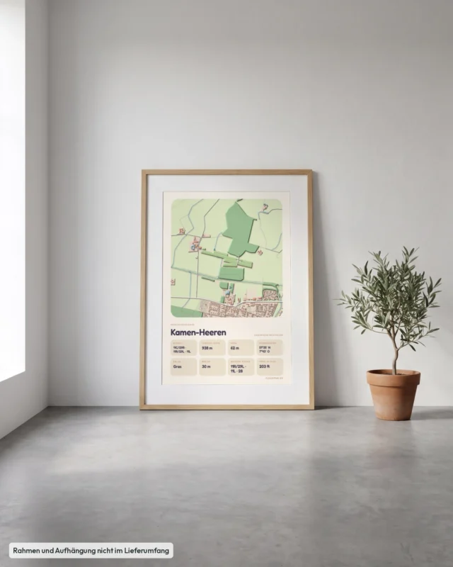 Poster Kamen-Heeren im Stil Clay: Angelehnt – Eiche mit Passepartout, Betonboden