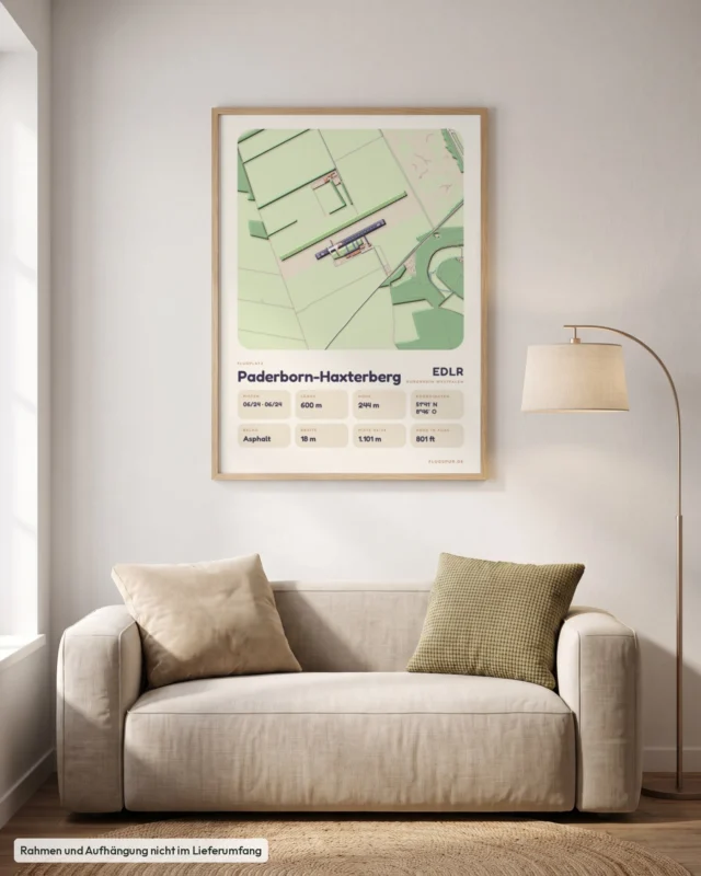 Poster Flugplatz Paderborn-Haxterberg (EDLR) im Wohnzimmer, Stil Clay