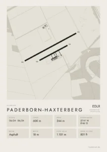 Poster Flugplatz Paderborn-Haxterberg (EDLR), Stil Minimal