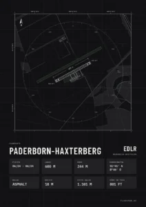 Poster Flugplatz Paderborn-Haxterberg (EDLR), Stil Technical schwarz