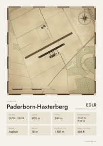 Poster Flugplatz Paderborn-Haxterberg (EDLR), Stil Vintage