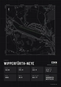 Poster Wipperfürth-Neye im Stil Technical schwarz