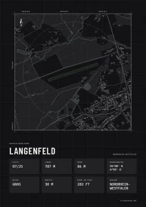 Poster Langenfeld im Stil Technical schwarz
