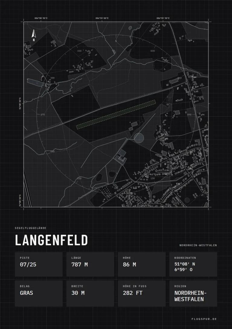 Poster Langenfeld im Stil Technical schwarz