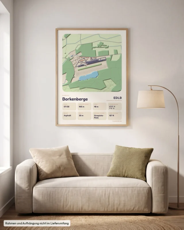 Poster Borkenberge im Stil Clay: Wohnzimmer – Sofa, Eiche