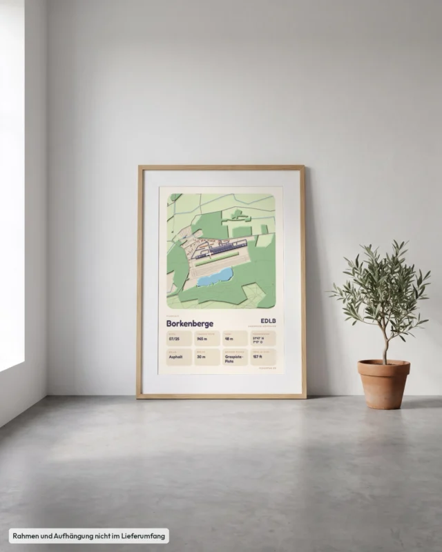 Poster Borkenberge im Stil Clay: Angelehnt – Eiche mit Passepartout, Betonboden