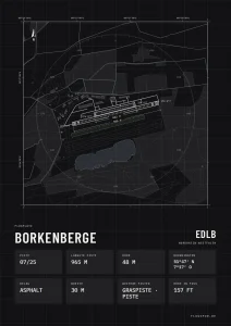 Poster Borkenberge im Stil Technical schwarz